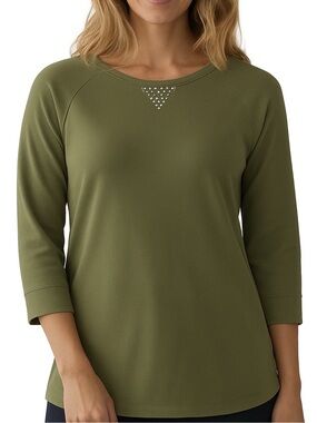 190. NWOT WOMENS QUACKER FACTORY 1X DETAIL TOP